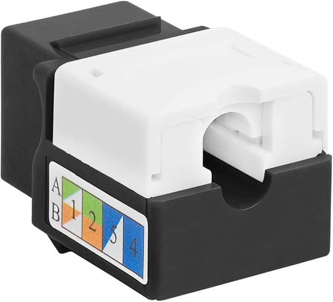 Cmple - RJ45 Keystone Jack 90 Degree Cat5e Keystone Jack Insert Punch Down RJ45 Connectors Female for Wall Plates, Patch Panels, Patch Cables, Ethernet Cables - Black