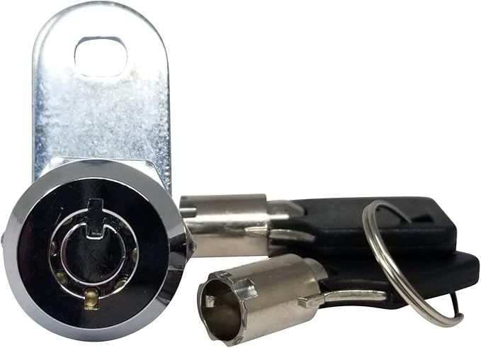 Admiral Locks Tubular Cam Lock, Keyed Alike Removable Key RV Compartment Storage Lock Cabinet Locks (Chrome Pack of 1, 5/8" 180°)