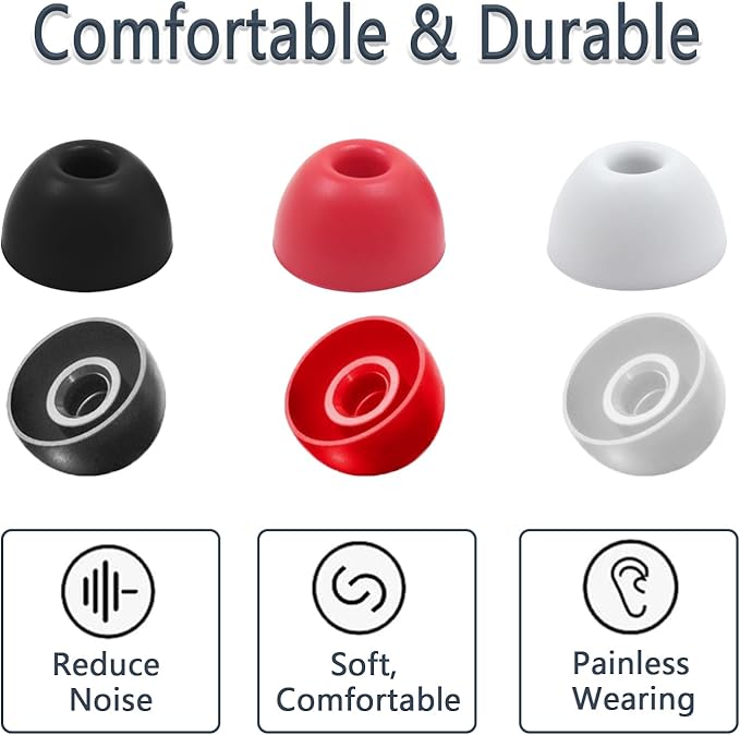 Replacement Silicone Ear Tips for Beats Fit Pro/Studio Buds/Studio Buds+ Headphone, 6 Pairs Earbuds Eartips L/M/S, Eargels Set Fit in Case, Earplug Ear Cap (Silver White)