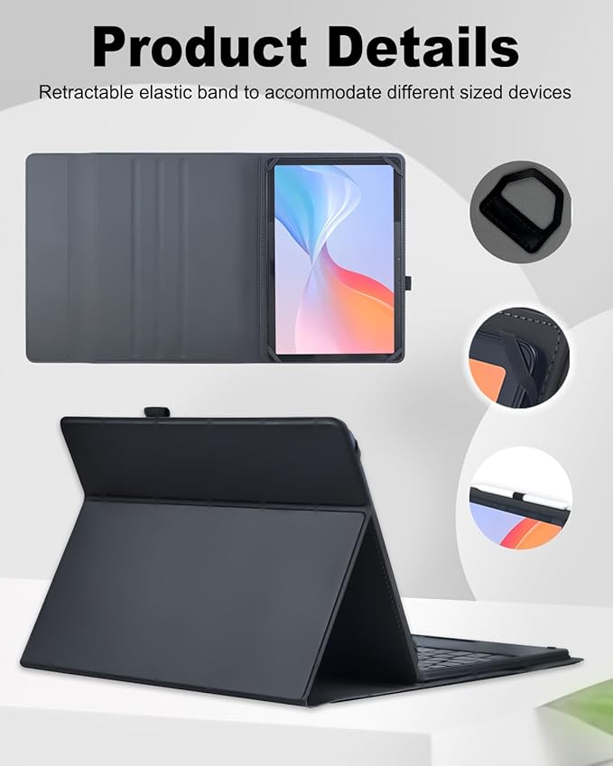 Universal Touchpad Keyboard Case for 9.7,10.1,10.2",10.5",10.9",11" Tablet, Rainbow Backlight TrackPad Keyboard with Type-C Charging Port fit 9.7-11 inch Android/iOS/Windows (Black)