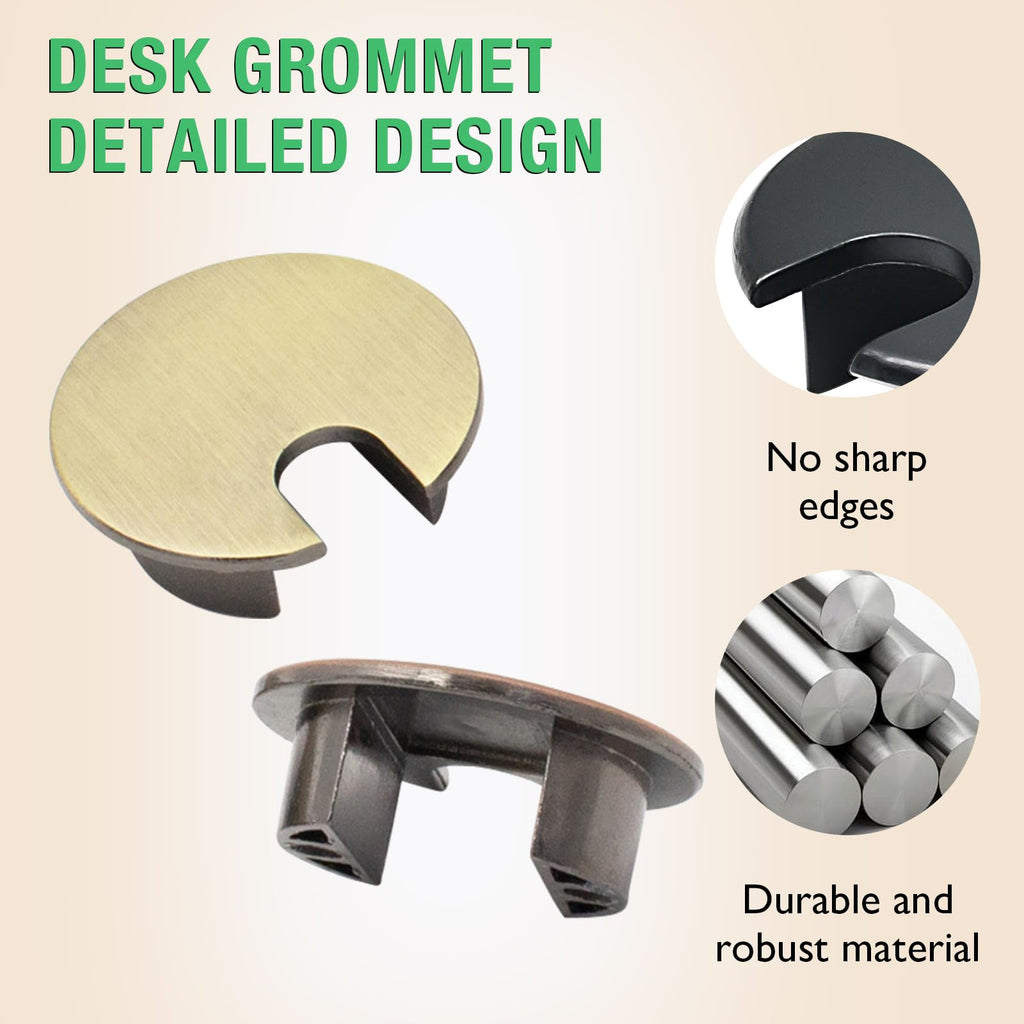 EASYEAH 2 Pcs Desk Grommet 1-3/8" / 35 mm, Zinc Alloy Desk Cord Hole Cover