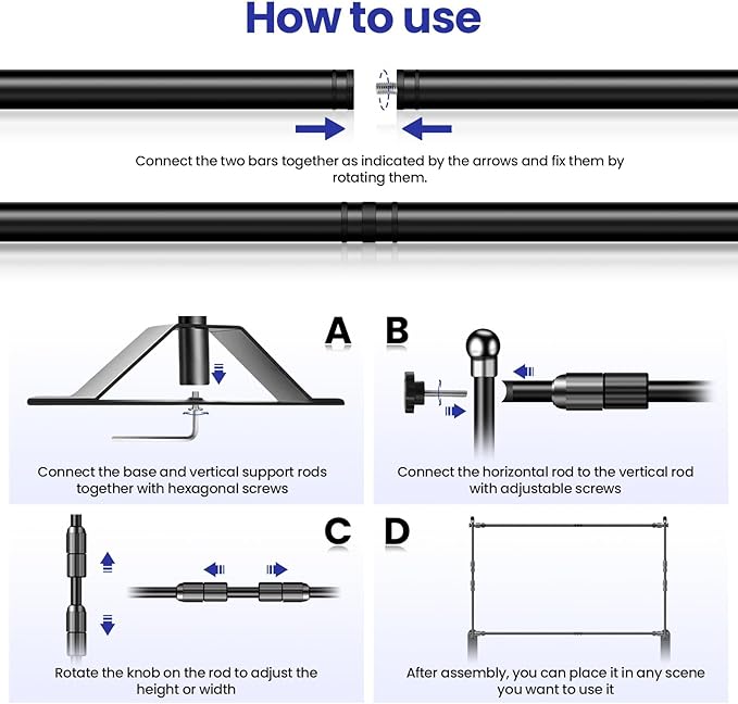 Jiang&Rong 10x8ft Photo Backdrop Stand Kit - Adjustable Telescopic Booth Background Stand with Step and Repeat Frame for Professional Photography, Trade Shows, Events