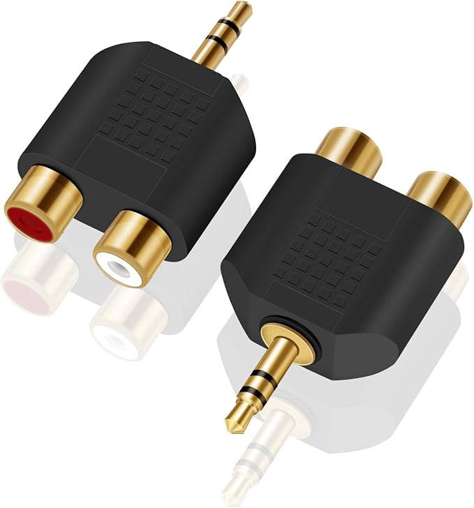 ANDTOBO 3.5 mm TRS to Dual RCA F (2-Pack), 3.5mm Stereo Male to Dual RCA Female Audio Breakout Adapter