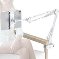 Tablet Stand, Tablet Mount Adjustable with Clamp for Round tube, Universal Flexible Tablet Holder with 360 Degree Rotation for iPad/iPhone/iPad Pro/N-Switch,or Other 4.5~13.5 Inches Devices (White)