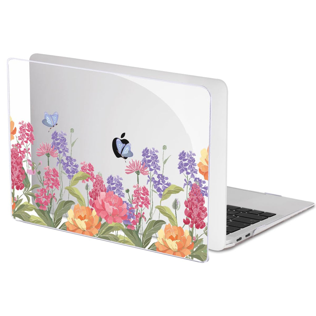 LCMOCICO for MacBook Pro 13 Inch Case 2022 2021 2020 Release A2338 M2 M1 A2251 A2289, Plastic Hard Shell Case for MacBook Pro 13.3 inch with Touch Bar & Touch ID, Pink & Purple Flowers