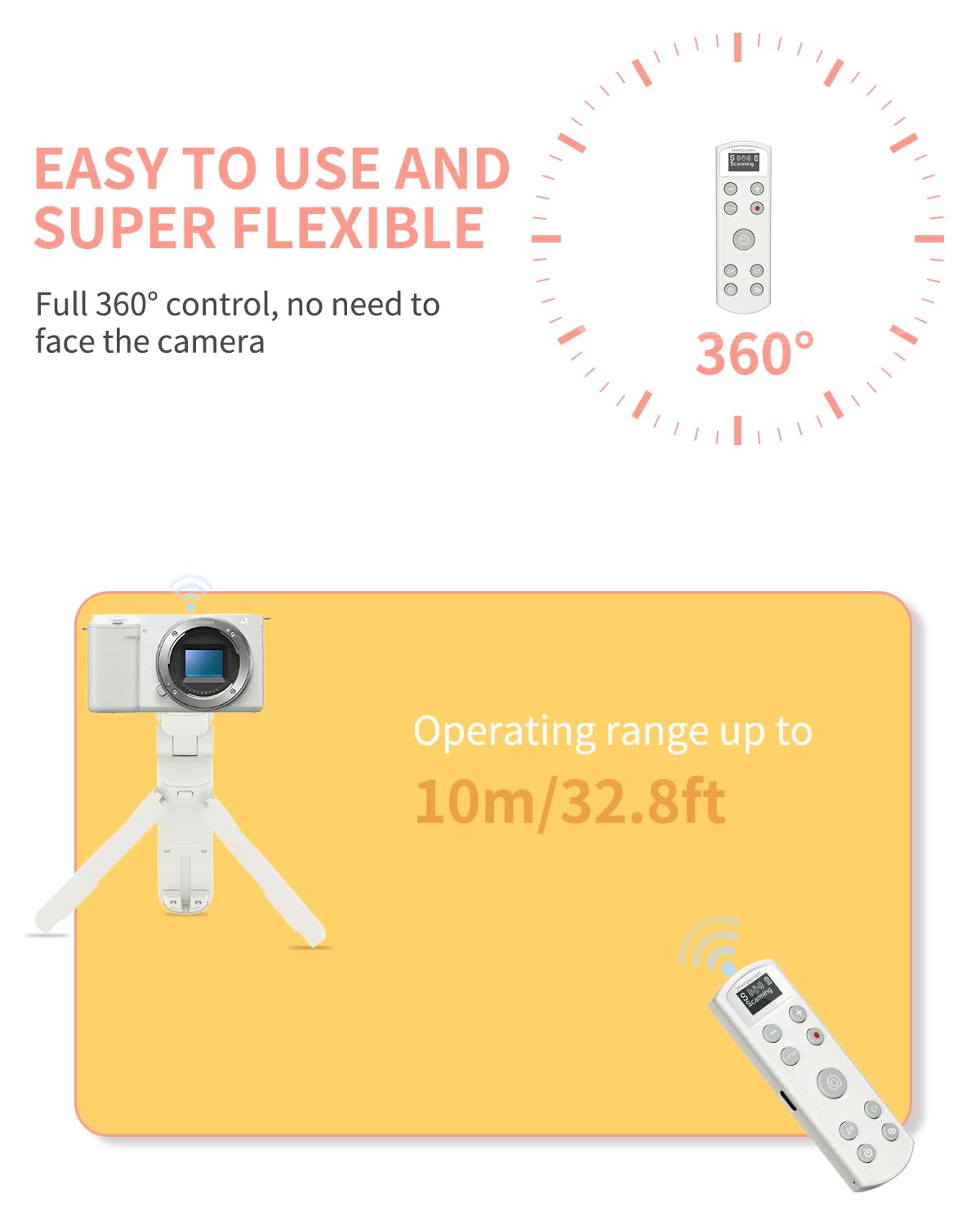 Hanpusen Wireless Rechargeable Camera Remote Control for Sony ZV-1F, ZV-E10
