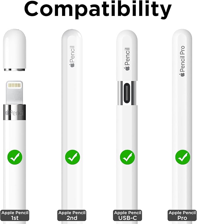 8 Pack Fine Point Replacement Tips Compatible with Apple Pencil 2nd Generation, Apple Pencil 1st Generation, Apple Pencil USB-C & Apple Pencil Pro Colorful iPencil Nibs (Pink+Blue+ Clear +White)