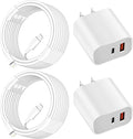 iPhone Charger Fast Charging Block,Dual Port Fast Apple iPhone Charger [Apple MFi Certified]2Pack 20W Quick Double iPhone Wall Charger,6FT USBC to Lightning Cable For iPhone 14 ProMax/13/12/SE/Airpods