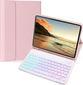 Keyboard Case for Galaxy Tab S6 Lite 10.4 Inch 2024/2022/2020, Slim Lightweight 7 Color Rainbow Backlight Detachable Magnetic Bluetooth Keyboard Cover with S Pen Holder,Pink