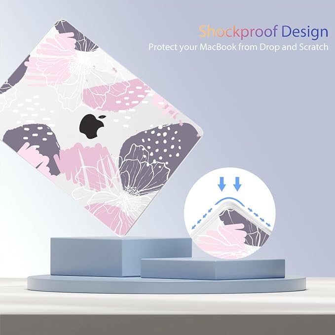 Teryeefi Compatible with M4 M3 M2 MacBook Air 15 Inch 2024 2023 Case Model A3241 A3114 A2941 with Liquid Retina Display, Protective Plastic Hard Shell Cover with Keyboard Cover - Abstract Flowers-A