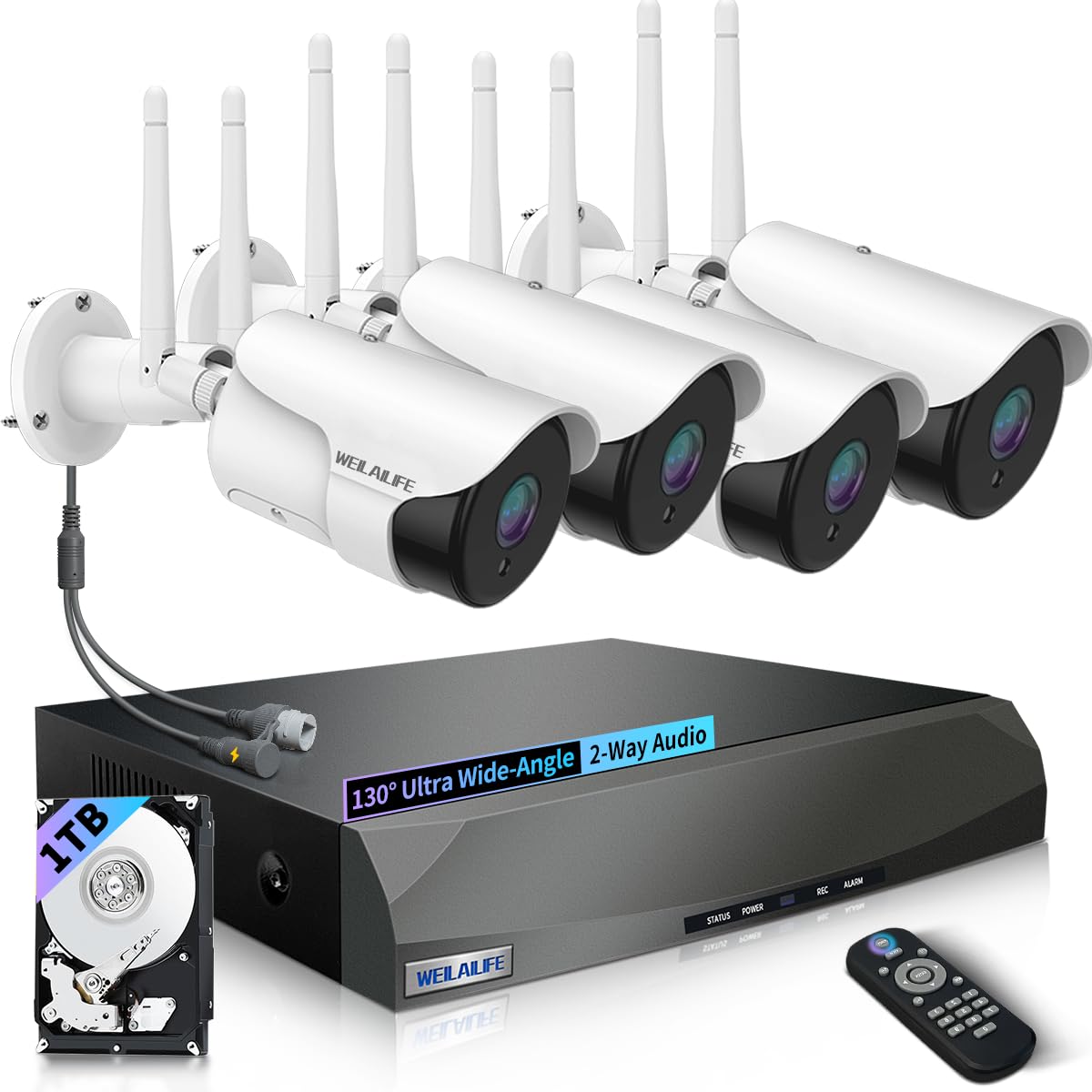 WEILAILIFE 【Dual Antenna Enhanced】 Outdoor Wireless Security Camera System