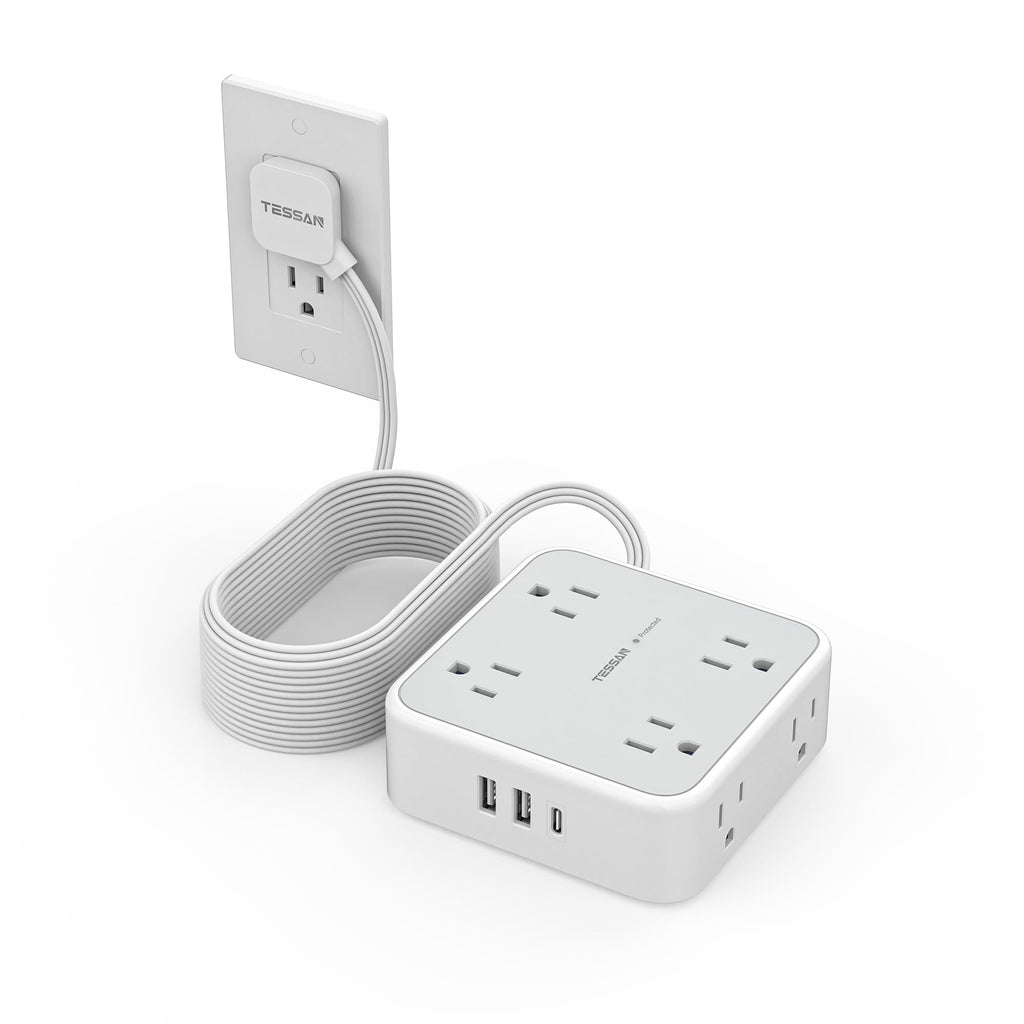 TESSAN Surge Protector Power Strip with 900J Surge Protection, 20 Ft, Grey