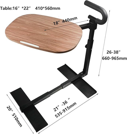 (Black 360° Sofa Rotating Table) Adjustable Swivel Tray Table for Recliner, 360° Rotating TV Tray Table with Support Handle, Built-in Cup Holder & Metal Pen Holder, Height Adjustable Overbed Side Table for Seniors, Sofa, Bed, Eating, Working