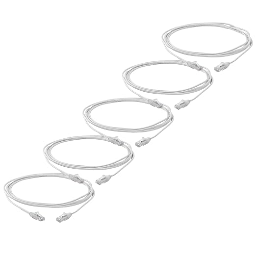 TRUECABLE Cat6 Component Rated Patch Cable, Unshielded (U/UTP), 10ft, White, 28AWG Solid Copper, Snagless 10G High-Speed Ethernet Cable, PoE++ 4PPoE 100W, UL Listed, RoHS-3, 5 Pack