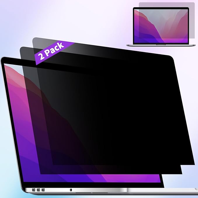 2 Pack Privacy Screen Compatible with 2019 MacBook Pro 16 Inch Screen Protector (A2141), Anti Blue Light Glare & Anti Scratch Computer Privacy Shield for Mac Pro 16.1"