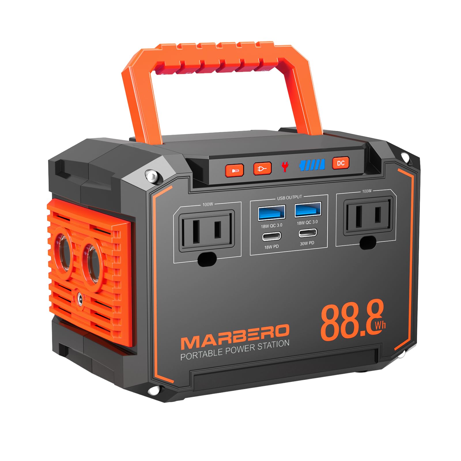 MARBERO 88.8Wh Portable Power Station Backup Lithium Battery Solar Generator 150W Max AC & 30W USB-C Output for Camping Hiking RV Off-Grid Living CPAP Home Outage Emergency (Solar Panel Optional)