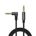 CableCreation 3.5mm Audio Cable 10FT/3M, 3.5mm Right Angle Male to Male Auxiliary Stereo HiFi Cable with Silver-Plating Copper Core for Car Stereos, iPhones,Tablets, 24K Gold Plated, Black