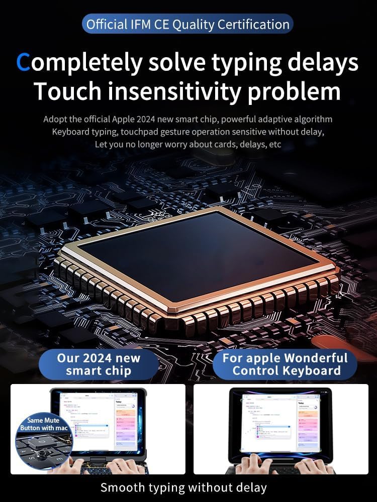 KARTICE Transparent Case with Wireless Keyboard for iPad Pro 11 Inch (M4,2024), 7 Colors Backlight, Multi-Touch Trackpad, 360° Rotating Stand Case with Pencil Holder for iPad Pro 11