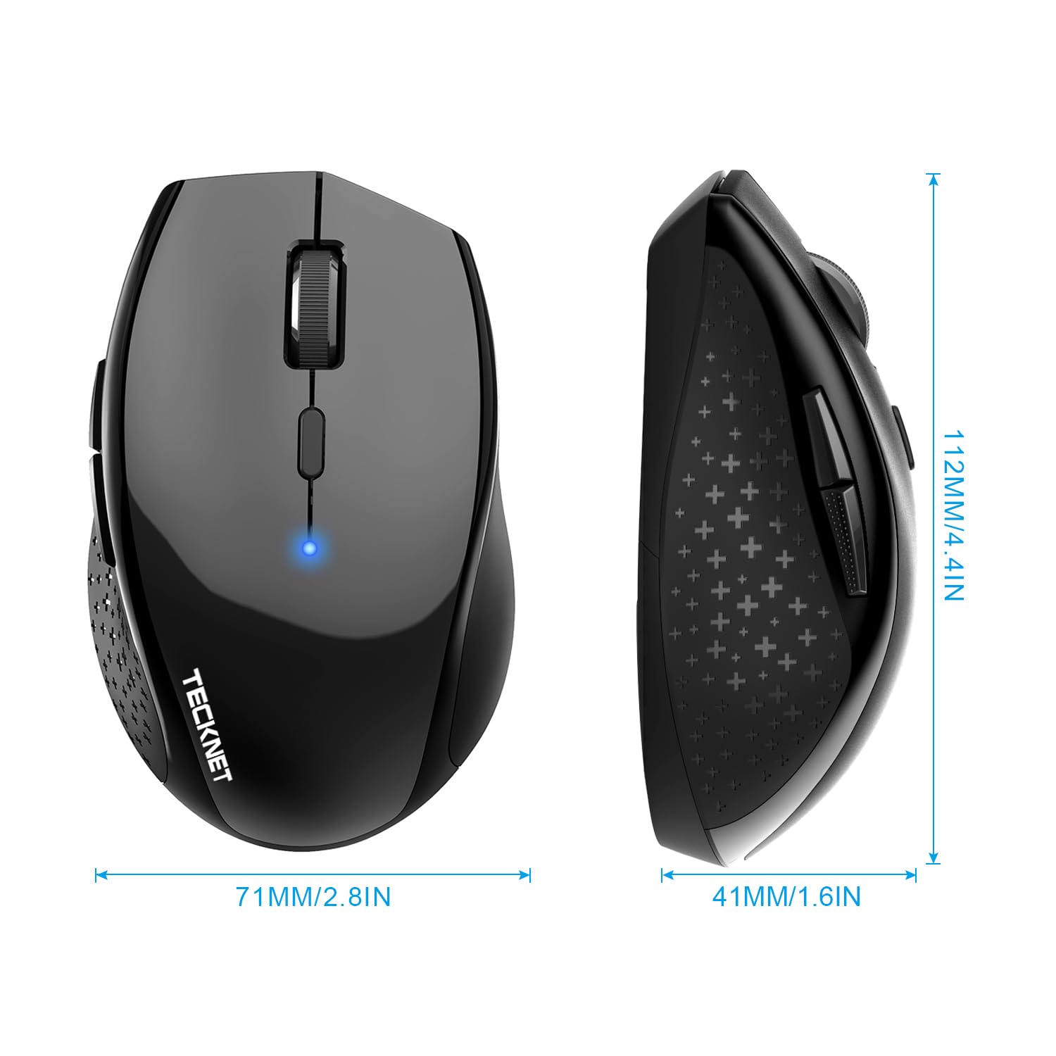 TECKNET Bluetooth Mouse, Wireless Silent 6 Buttons 2-Yr Battery, Black