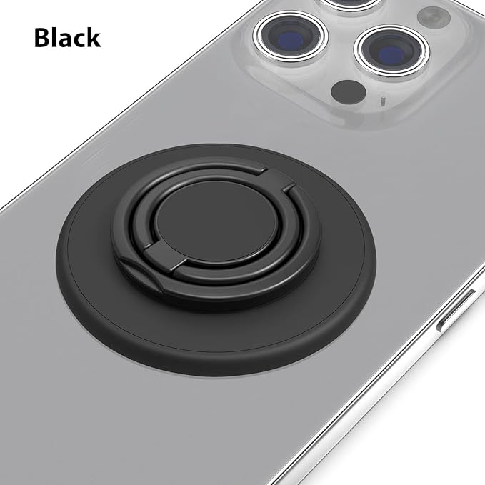 Magnetic Phone Grip Compatible with MagSafe,Magnetic Phone Ring Holder Finger Kickstand Wireless Charging Compatible,Adjustable Double Cell Phone Rings Gripper Stand for MagSafe iPhone - Black