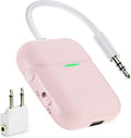 Nulaxy Air in-Flight Bluetooth Wireless Audio Transmitter Receiver for up to 2 AirPods Wireless Headphones, Bluetooth Adapter for All 3.5mm Aux Jacks on Airplanes, Gym Equipment, Pink