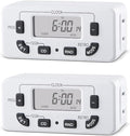 7 Day Programmable Digital Timer Outlet, Indoor Timer with Single Plug-in, Suitable for Lamp, Fan, Aquarium, 15A 1/2HP, 2 Pack
