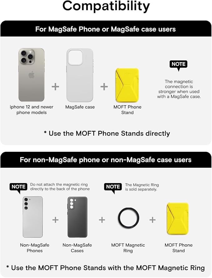 MOFT Magnetic Wallet Stand Compatible with iPhone 16/15/14/13/12 Series, Angle Adjustment & Magsafe Compatible MOVAS Phone Stand, Neon