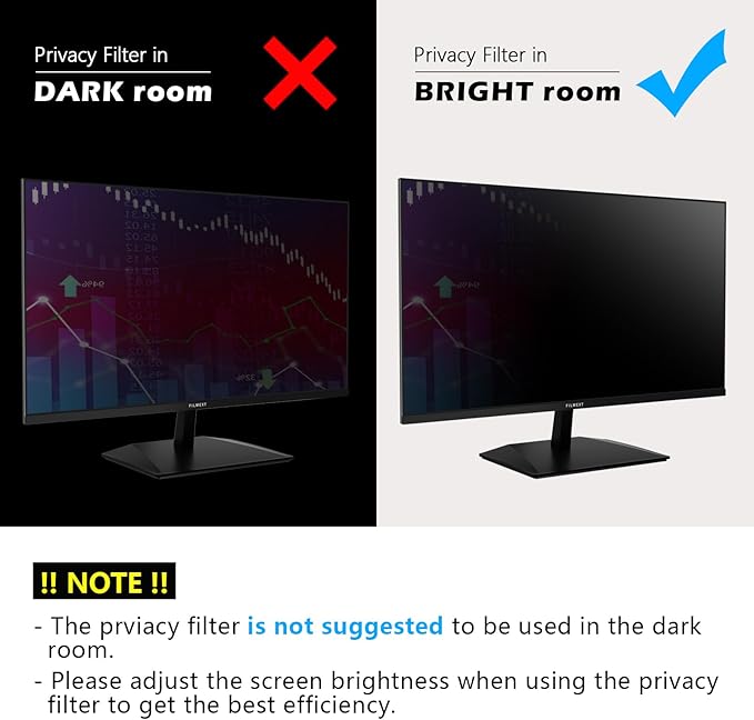 FILMEXT [2 Pack 22 Inch Computer Privacy Screen Filter for 16:10 All-in-One Desktop/Frameless Monitor - Removable Blue Light UV Blocking Privacy Shield for Thin Bezel Computer