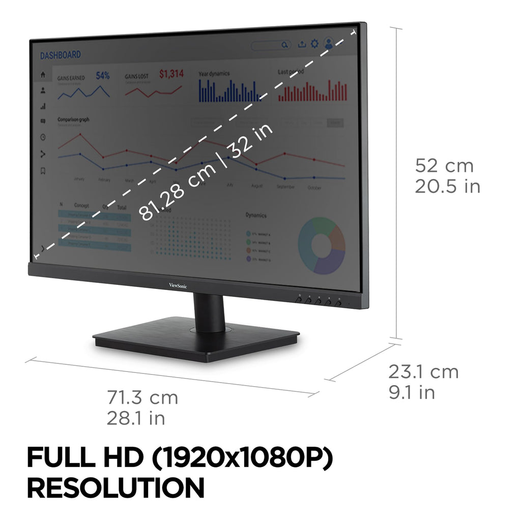ViewSonic VA3209M 32 Inch 1080p IPS Computer Monitor, Full HD, HDMI VGA, PC