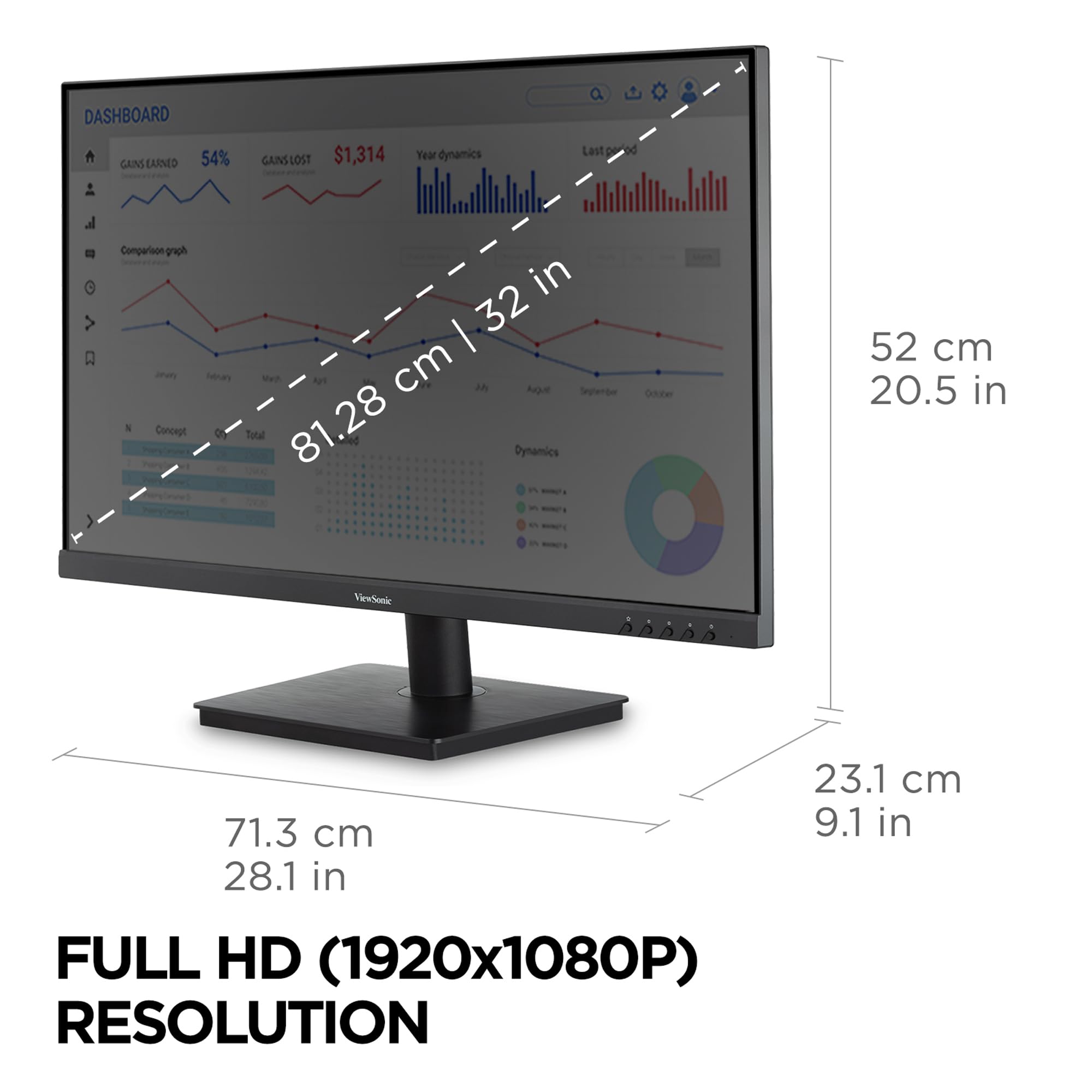 ViewSonic VA3209M 32 Inch 1080p IPS Computer Monitor, Full HD, HDMI VGA, PC