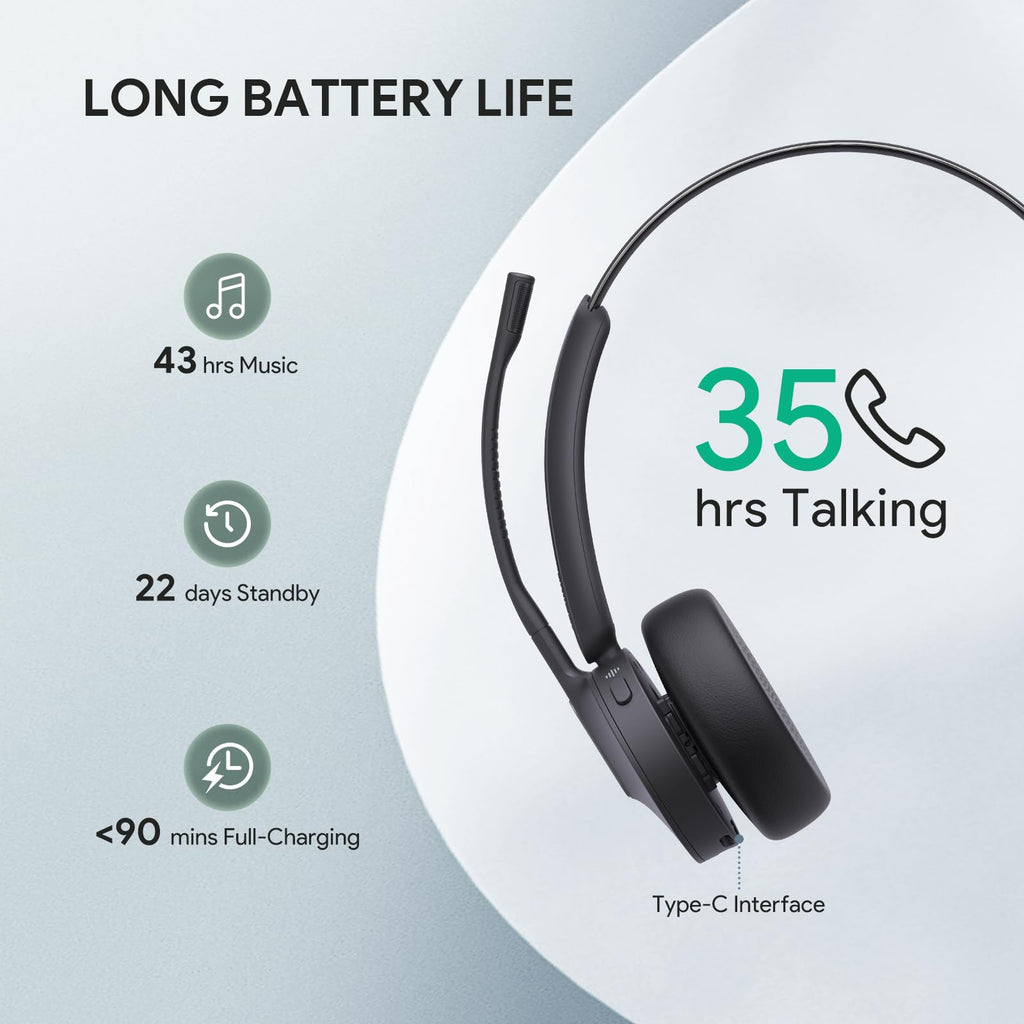 Yealink BH70 Mono Stand, Teams Certified Work Headset for Open Office Home