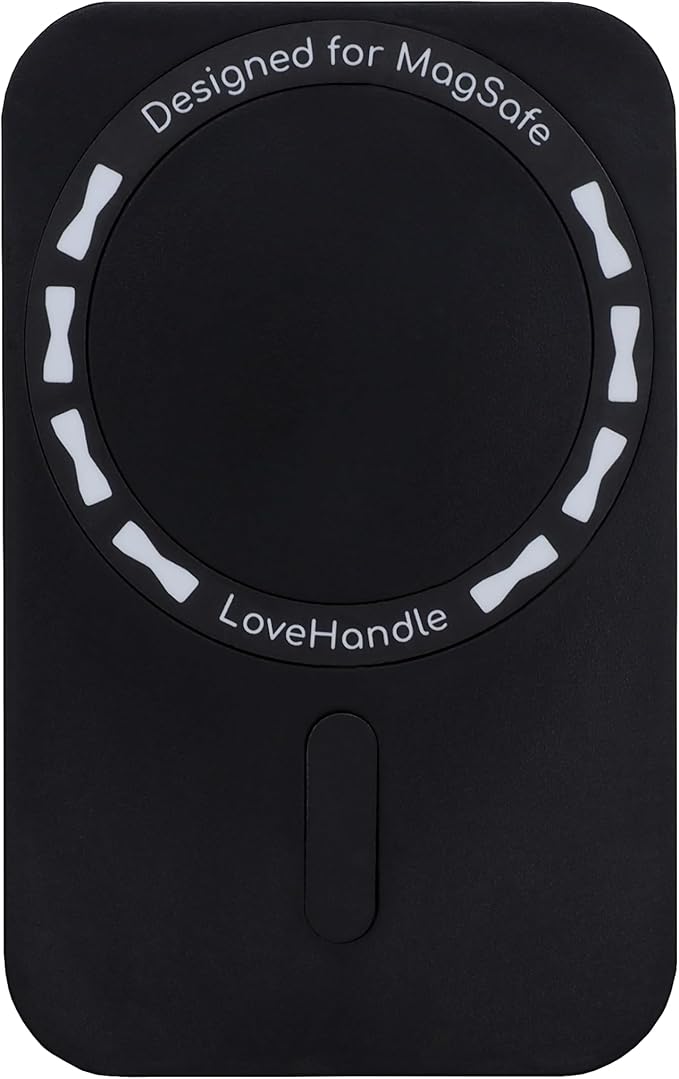 LoveHandle PRO MagSafe Compatible Magnetic Phone Grip w/Kickstand - Mount, Strap and Stand for Smartphone and Tablet - MagSafe Ring Included - Fits All Devices - Black Leopard