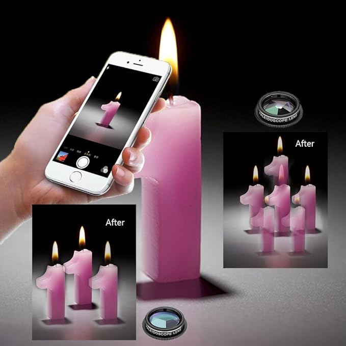 Cell Phone Camera Lens Kit,11 in 1 Super Wide Angle+ Macro+ Fisheye Lens +Telephoto+ CPL+3/6 Kaleidoscope+Starburst/Radial/Soft/Flow Filter Lens Compatible for iPhone X/8/7/6s/6 Plus, Samsung,Android