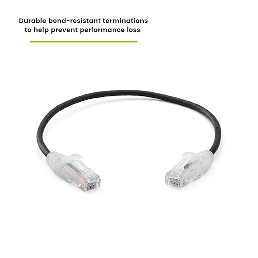 TRUECABLE Cat6 Component Rated Patch Cable, Unshielded (U/UTP), 1ft, Black, 28AWG Solid Copper, Snagless 10G High-Speed Ethernet Cable, PoE++ 4PPoE 100W, UL Listed, RoHS-3, 1 Pack