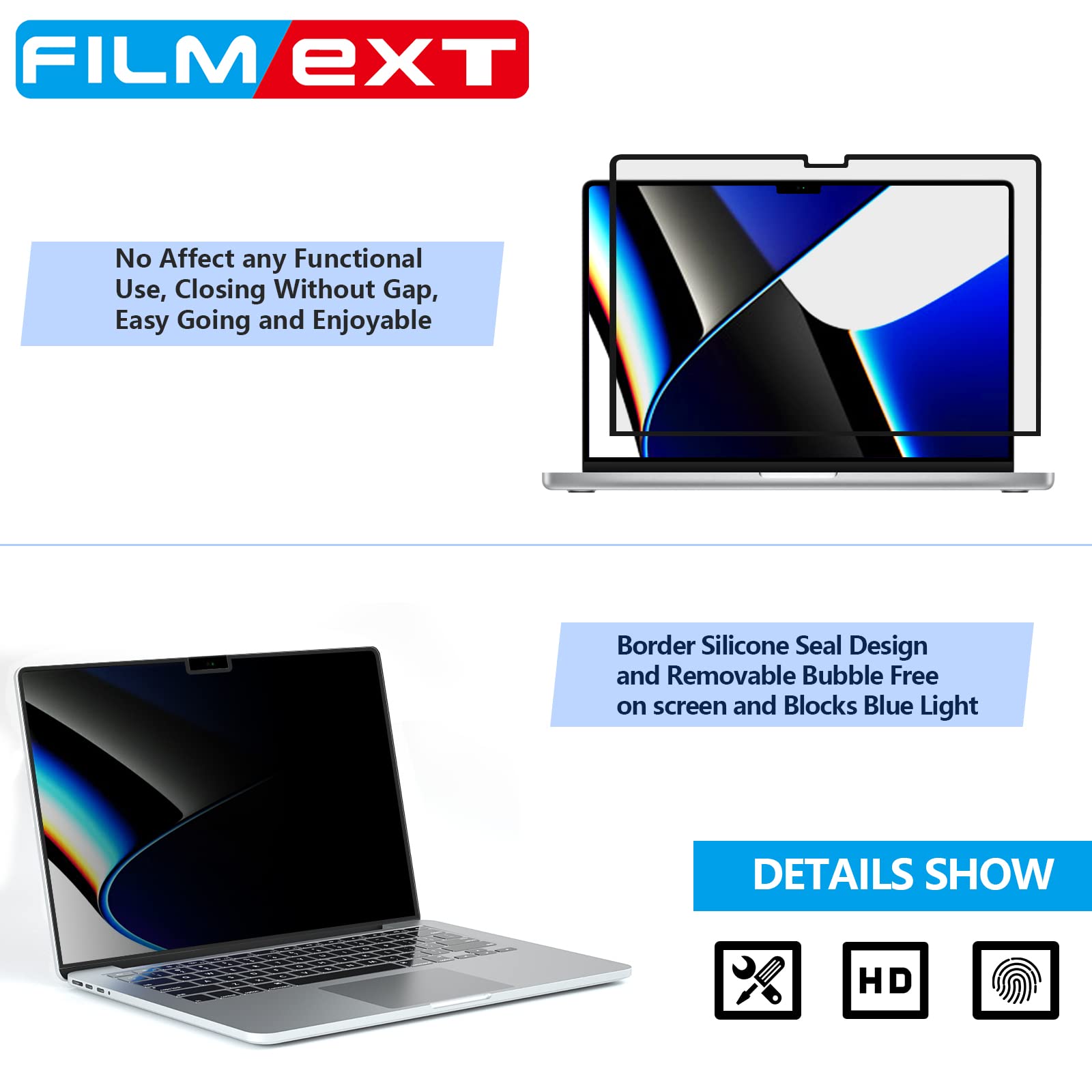 FILMEXT Macbook Pro 16 inch Privacy Screen Protector M5 M4 M3 M2 Max/Pro M1