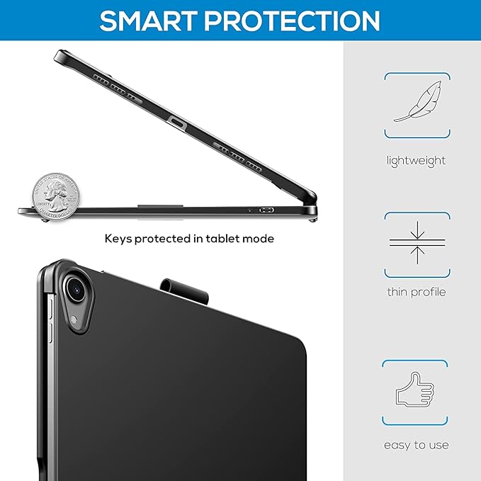 Rotatable Keyboard Case for iPad Air 11 Inch (M3/M2)/ Air5/Air4/Pro11 2022/2021/2020, Backlits Bluetooth Touchpad Keyboard Smart Cover with Pencil Holder, Rose Gold