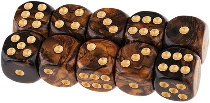 Yiotfandoll 20PCS Polyhedral Dice D6 Dice 16mm Acrylic 6 sided Dice Game Dice for RPG MTG DND Dice Table Games (Purple Blue and Black Gold)