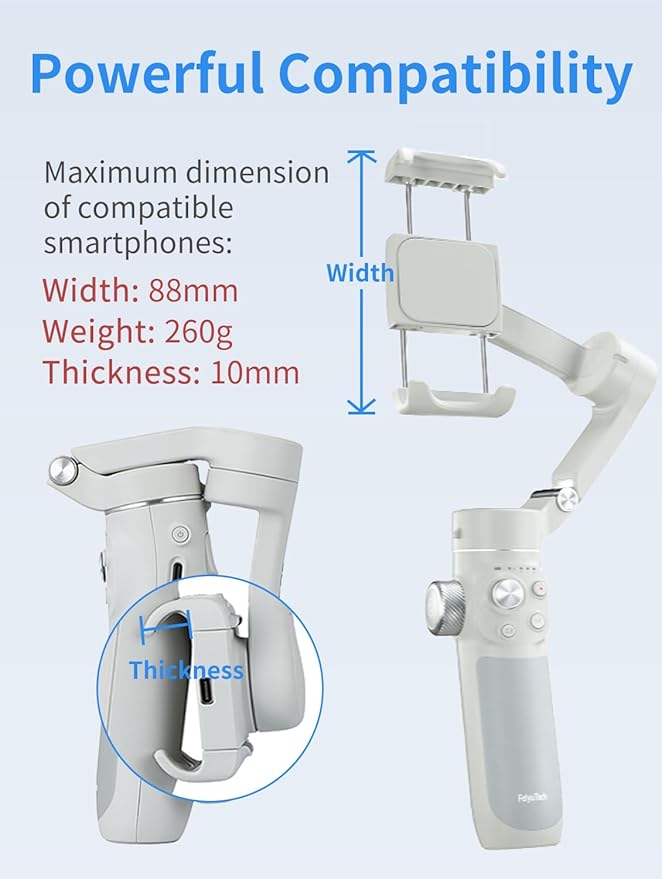 FeiyuTech VB 4SE Gimbal Stabilizer for Smartphone,Foldable Phone Gimbal for Video Recording,Gesture Control,Fit iPhone&Android, iPhone Stabilizer for YouTube,TikTok,Vlog,Live Stream,Max 0.69lb