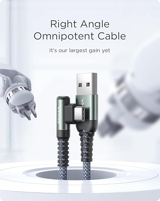 AINOPE USB to USB C Cable 6.6FT 3.1A Fast Charge, Right Angle Fast Charger Type C Cable, Resistant Nylon Braided USB C Cord Compatible Galaxy S10 S9 S21, LG V30,V20,G6，Samsung Fast Charger