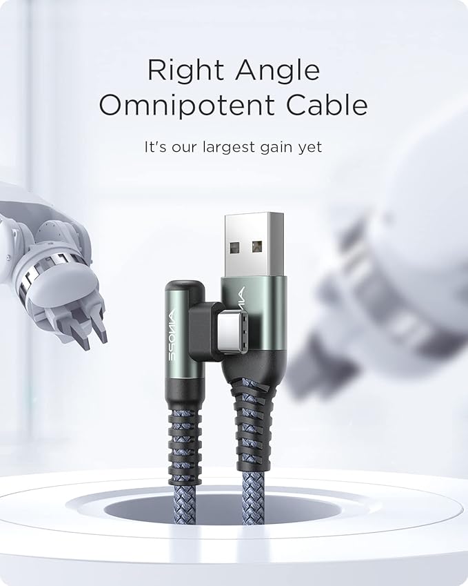 AINOPE 3.3FT USB C Cable 3.1A Fast Charge, Right Angle USBC Charge Cable, Resistant Nylon Braided USB Type C Cable Compatible Galaxy S10 S9 S21, LG V30,V20,G6，USB C Fast Charging Cable