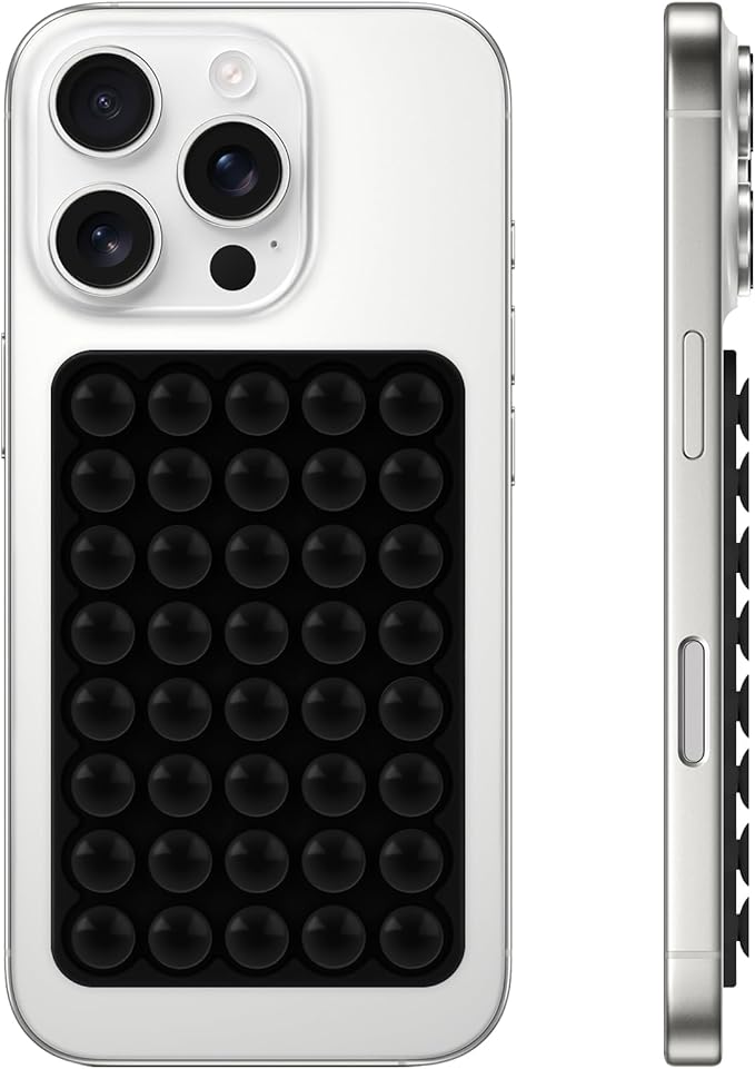 Silicone Suction Phone Case Mount, Non Slip Suction Cup Phone Mount, Phone Accessories Holder for Selfies and Videos, Silicon Adhesive Phone Stand Sticky for Cell Phone Black