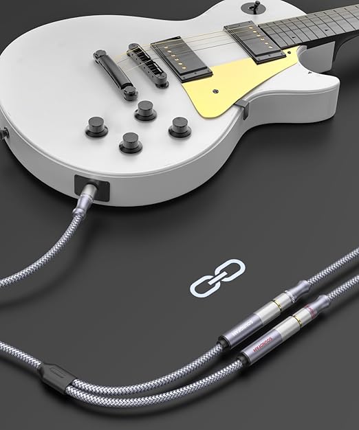 Microphone Splitter 2 Feet/60CM TRS 1/4 inch Splitter 1 Male to 2 Female, 6.35mm Stereo Male Plug to Dual 6.35mm Female-Grey(2PACK)
