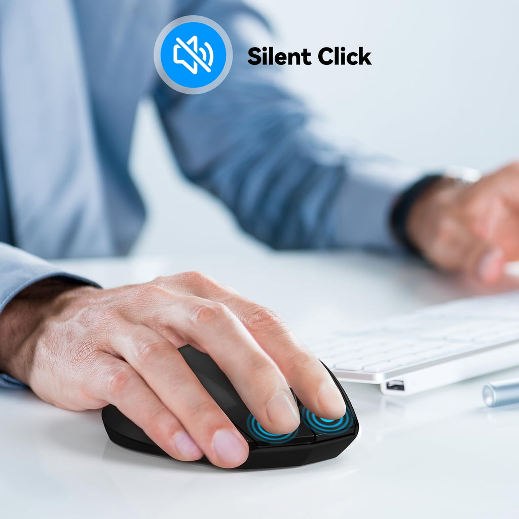 TECKNET Bluetooth Mouse, Wireless Silent 6 Buttons 2-Yr Battery, Black