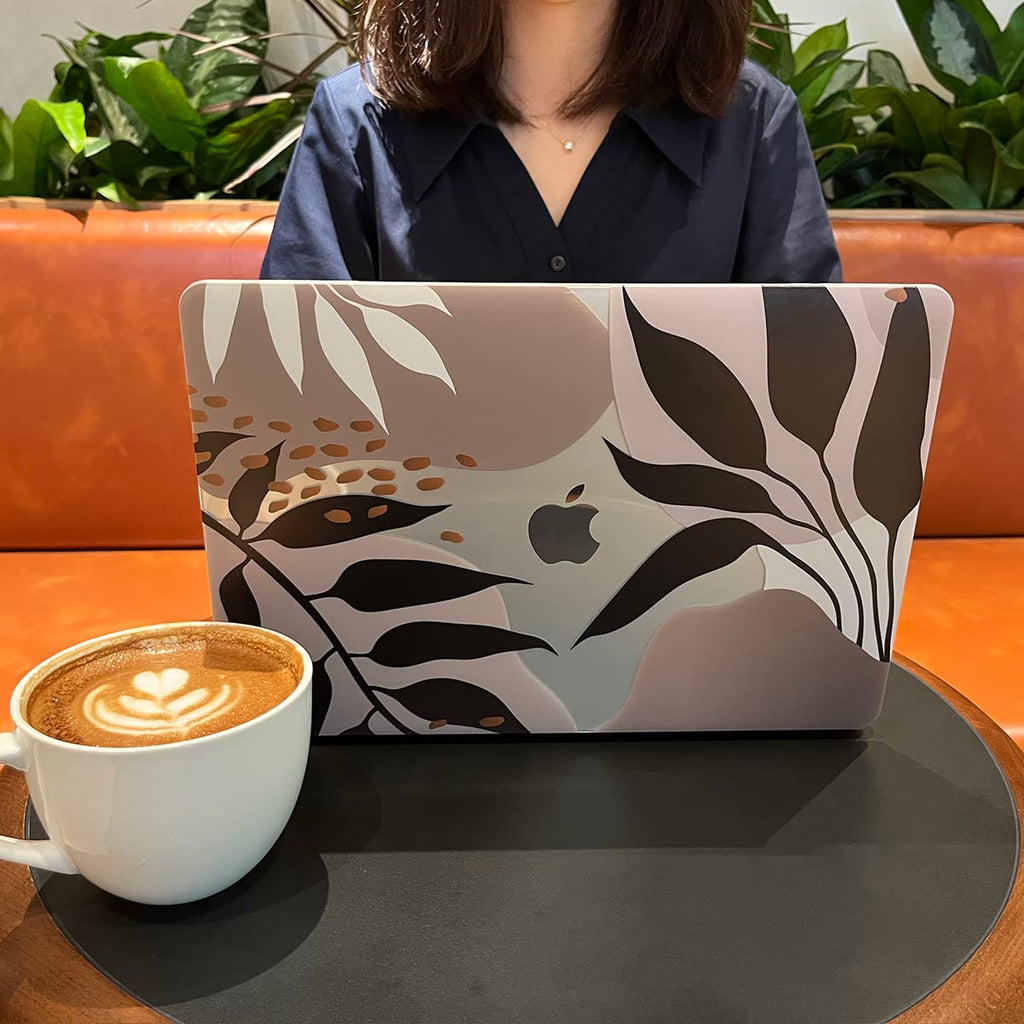 Teryeefi Compatible with MacBook Pro 13 inch Case 2020 2021 2022 2016-2019 Model M1 & M2 A2338 A2251 A2289, Hard Shell Keyboard Cover for Touch Bar, Tropical Leaf, Leaves