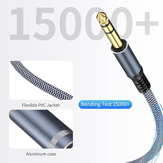 1/4" Male to Female Stereo Headphone Guitar Cable - 25ft Quarter Inch Extension