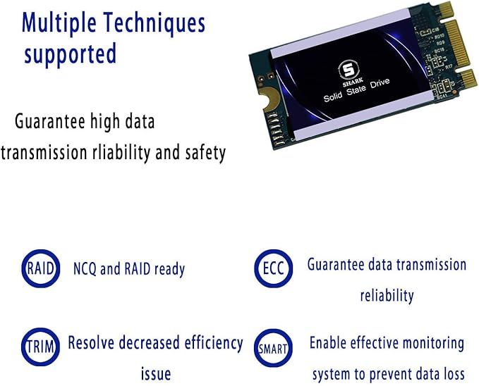 SSD SATA M.2 2242 500GB Shark Speed Ngff Internal Solid State Drive High Performance Hard Drive for Desktop Laptop SATA III 6Gb/s Includes SSD (500GB, M.2 2242)