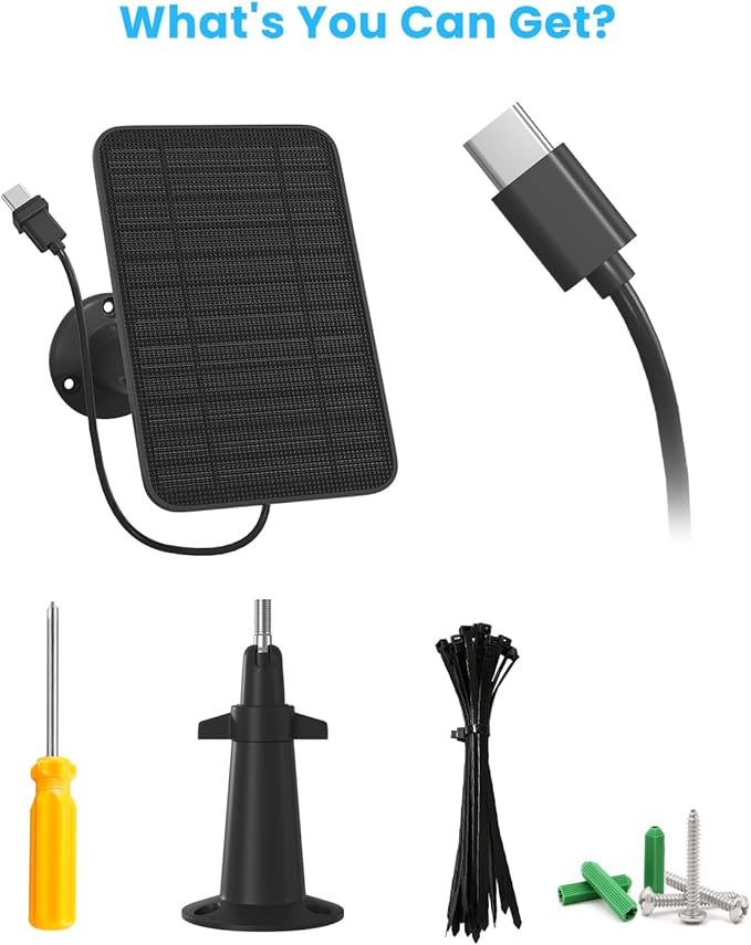 5W Solar Panel for Blink Camera Outdoor, Solar Panel Charger Compatible with Blink Outdoor 4 (4th Gen) Camera, Solar Panel w/Battery for Blink Camera, 9.8ft Cable Rubber Plug IP65 Waterproof, 1 Pack