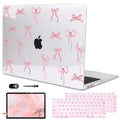 LCMOCICO Compatible with 2021 2020 2019 2018 MacBook Air 13 inch Case M1 A2337 A2179 A1932 with Touch ID, Crystal Clear Pattern Plastic Hard Shell Case for MacBook Air 13 M1 2021, Pink Bowknot