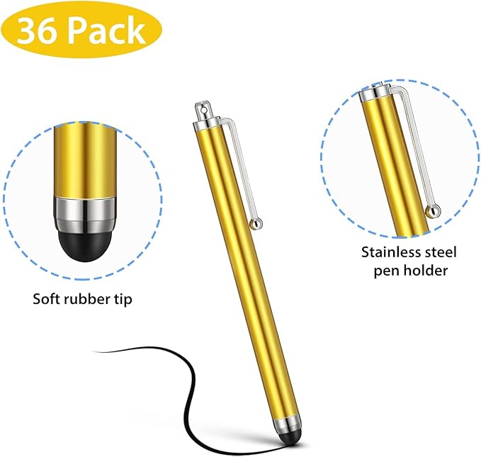 Outus 36 Pcs Stylus Pen for Universal Capacitive Touch Screens Devices, Stylus Pen Compatible with Tablet for Classroom Travel Olders Friendly(Multicolor)