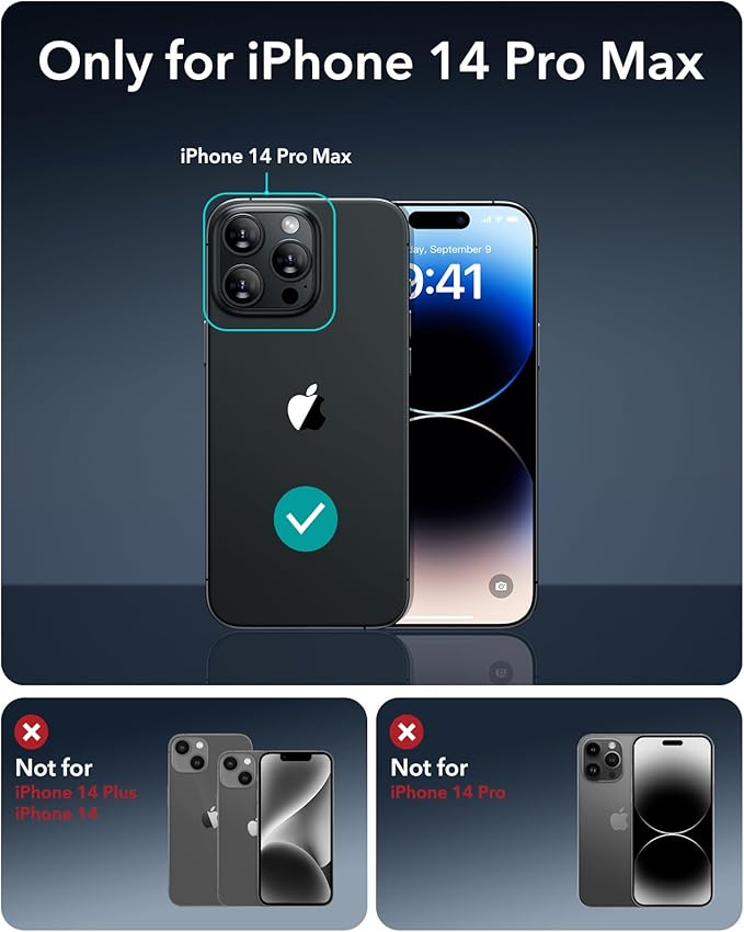 ESR 3 Pack 9H+ Glass for iPhone 14 Pro Max Screen Protector, [Military Grade Shatterproof & Longest Durable] Armorite Ultra-tough Full Coverage Tempered Glass with UltraFit Tray